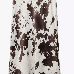 Zara Brown and White Midi Skirt